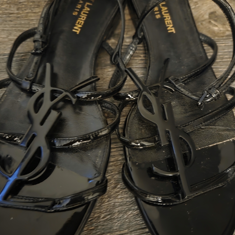 Saint Laurent Glossy Black Women's Sandals